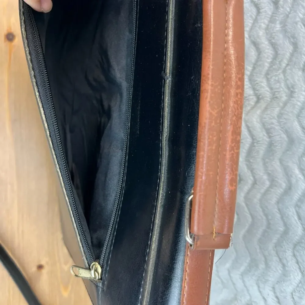 Vintage French Saddle Leather Briefcase Satchel Le Déco Professor Document Bag